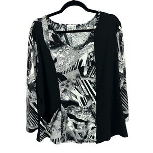 Parsley & Sage Black & White Long Sleeve Top Size XL